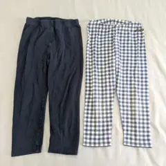 女の子 レギンス キッズ スパッツ 130 2着セット ネイビー 紺 チェック