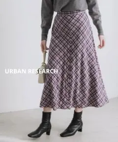 URBAN RESEARCH◆バイアスチェックフレアスカート◆PURPLE◆38