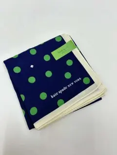 未開封　新品　タグ付　kate spade ドット柄 ハンカチ紺✕緑に白スペードのサムネイル