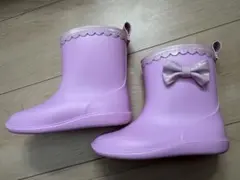 美品　レインブーツ ラメリボン 長靴 ベビー　１６㎝