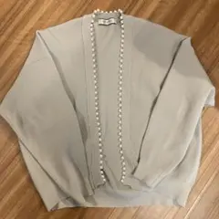 グレー リブ編み カーディガン 38