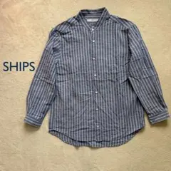 み*ぃ様 SHIPS☆ ストライプコットンシャツ 七分袖 メンズ シップス 薄手