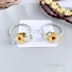 【731】flower candy..ヘアゴム　ひまわり　緑　グリーン