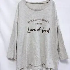 【M】グレー　七分袖Tシャツ　トップス　英字　ロゴ　　春夏　ゆったりカットソー