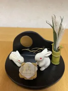 月見　飾り　うさぎ、団子、ススキ、ミニチュア