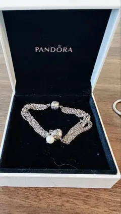 PANDORA マルチチェーン ブレスレット パールチャーム付き - メルカリ