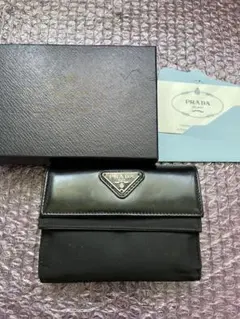 PRADA 三つ折り財布 ブラック ナイロン レザーのサムネイル