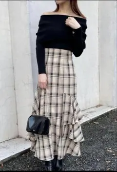 snidel スナイデル ティアードマーメイドスカート チェック