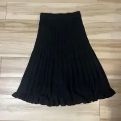 黒のプリーツフレアスカート ひざ丈　韓国