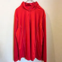 ノーブランド カットソー スタンドカラー 長袖 XL 橙 スポーツ