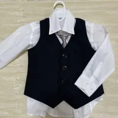 フォーマルベストとシャツ、ミッキーネクタイセット 100cm 黒