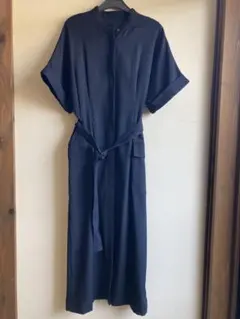 イネド　ワンピース 半袖 ウエストベルト付き