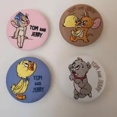 トムとジェリー　刺繍缶バッチ　４個セット