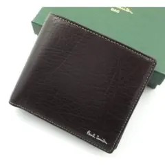 ☆ギフト対応可☆新品☆箱付 ポールスミス 折り財布 シルバーロゴ 濃茶☆