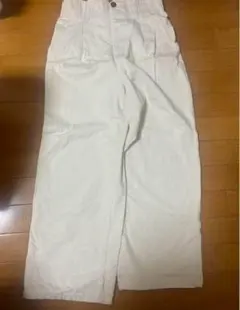 ホワイト ストレートデニム ゴム入り