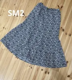 Samansa Mos2 blue 花柄フレアスカート フリーサイズ　丈84㎝のサムネイル