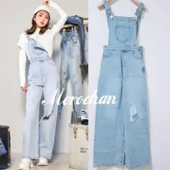 ダーリッチ カットダメージデニムサロペット