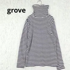grove グローブ ボーダー タートルネック カットソー Lサイズ 肩ボタン