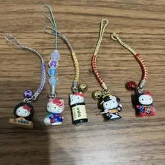平成レトロ サンリオ ご当地キティー 根付けストラップ 4個セット