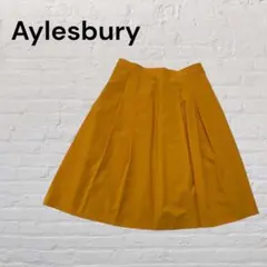 アリスバーリー　フレアスカート マスタード タック入り 裏地付き ひざ丈