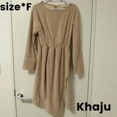 Khaju レディース スリットワンピース ベージュ