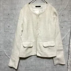 アクアガレージ　ノーカラーツイードジャケット　 入学式　卒業式　セレモニー　美品のサムネイル
