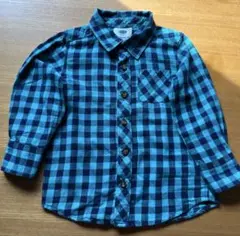 OLD NAVY 長袖シャツ 青チェック柄 3T