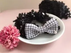 引き揃え糸のふんわりリボンシュシュ 千鳥格子