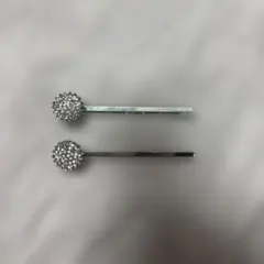 スワロフスキー風シルバー ヘアピン 2個セット