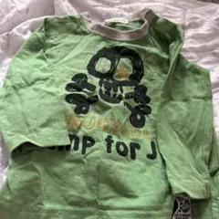 緑色スカルプリント長袖Tシャツ