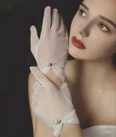 ホワイト シフォン ウェディンググローブ