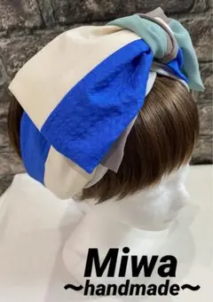 ボリュームヘアバンドターバン　異素材mix ハンドメイド
