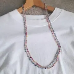 No.178 ビーズクロッシェネックレス　ハンドメイド　カジュアル　カラフル