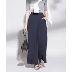 ナノユニバース nano・universe フロントスリットパンツ ネイビー S