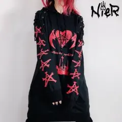 NieR SHOULDER BRAID LONG HOODIE【RED】