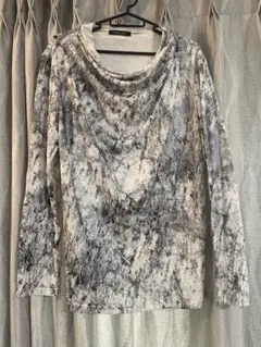 tornadoMart 白黒ドレープネック 長袖 カットソー Tシャツ