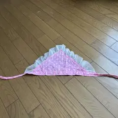 ピンクの水玉フリル三角巾　キッズ
