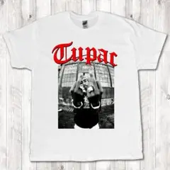 2pac fuck red ラップT プリント Tシャツ 白　2XL