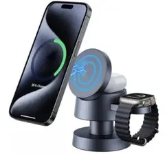4-in-1 磁気ワイヤレス充電ステーション、時計充電器、磁気電話マウント