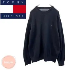 TOMMY HILFIGER ニット セーター 紺 シンプル ロゴ刺繍