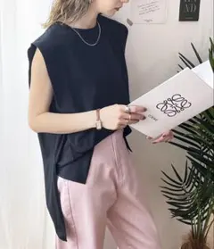 ノースリーブトップス アシンメトリー M