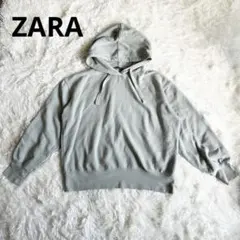 ZARA ザラ　フード付き クロップドパーカー　水色　カジュアルのサムネイル