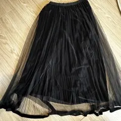 ブラックプリーツロングスカート　ベロア