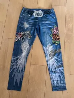 Bejeweled 刺繍デニムパンツ ダークブルー