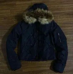 平成ギャルY2Kファーダウンジャケット フェアリーグランジ 短丈 ダークコア