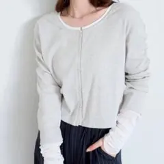 Kastane 袖チュールテレコカーディガン