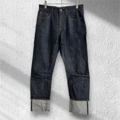 ユニクロ　プラスジェイ　セルビッジストレートジーンズ　24 S ネイビー