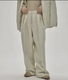todayful Tuck Linen Trousers セージ 38