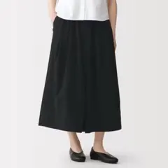 無印良品 起毛タックキュロットパンツ XL ブラック ワイドパンツ 黒