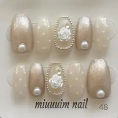 ネイルチップ ベージュ ラメ 韓国 ワンホン フレンチガーリー 推し活ネイル